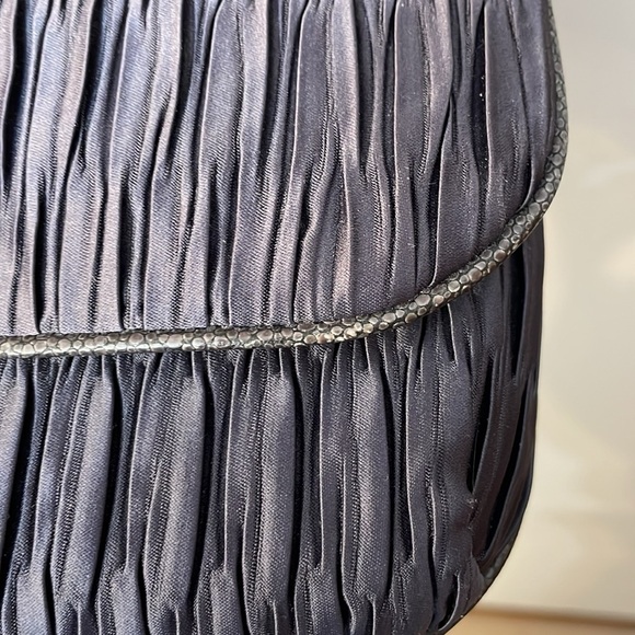 COACH UEC Vintage Blue Clutch or Shoulder Bag Ruched Leather Trim - Picture 7 of 16